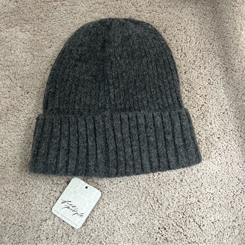Free People Gray Knit Beanie Hat